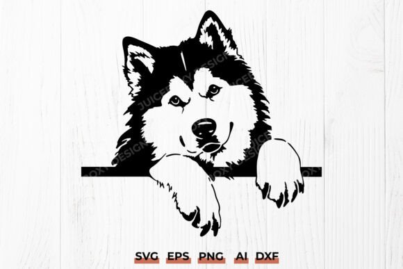 Alaskan Malamute Peeking Dog SVG PNG DXF