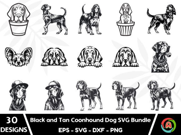 Black and Tan Coonhound Dog Svg Bundle