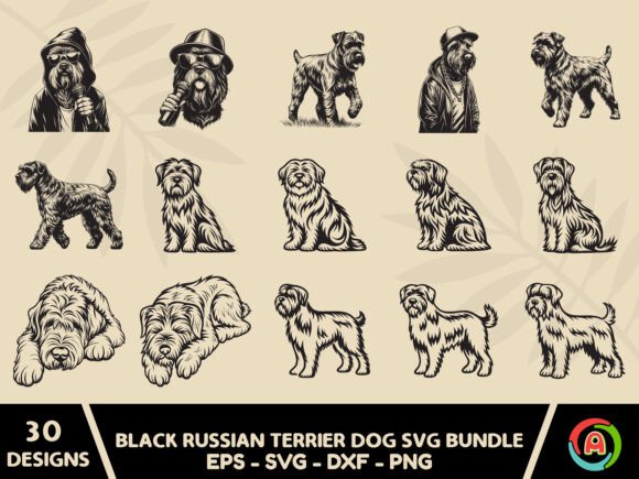 Black Russian Terrier Dog SVG Bundle