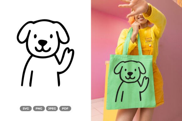 Cute Waving Dog SVG Clipart