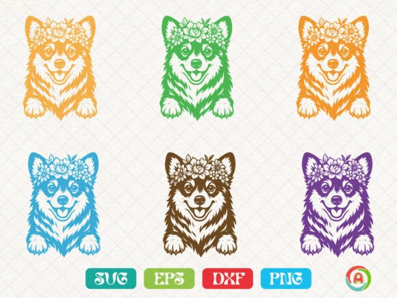 Floral Cute Corgi Dog Svg
