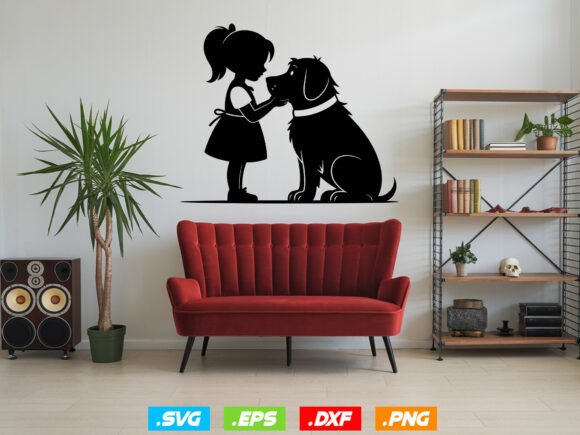 Girl with Dog SVG: A Thoughtful Embroidery Design