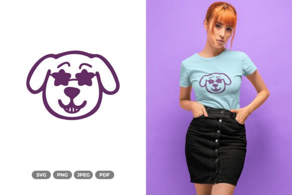 Kawaii Cool Dog SVG Clipart