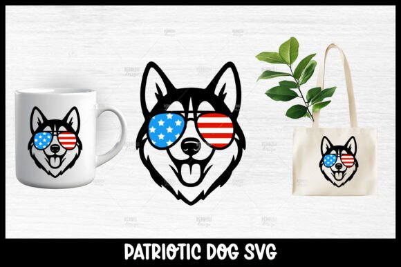 Patriotic Husky Dog SVG