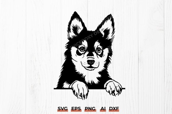 Peeking Alaskan Klee Kai Dog SVG PNG DXF