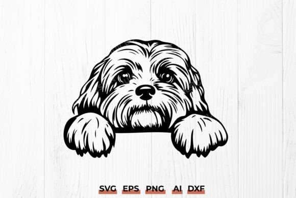 Peeking Maltese Dog SVG