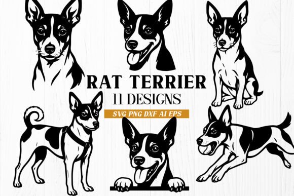 Rat Terrier Dog SVG Bundle of 11 PNG DXF