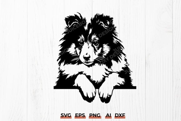 Sheltie Peeking Dog SVG PNG DXF EPS AI