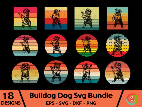 Vintage Retro Bulldog Dog Svg Bundle